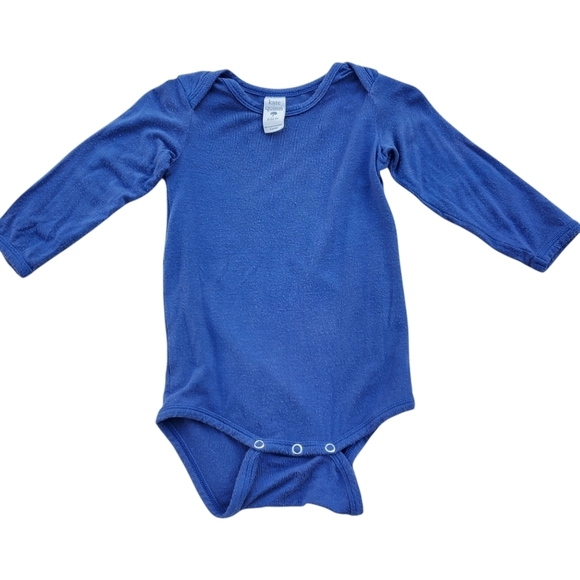 Kate Quinn One-piece Bodysuit Long-sleeve Blue Bamboo Baby 6-12 Months - Picture 1 of 3